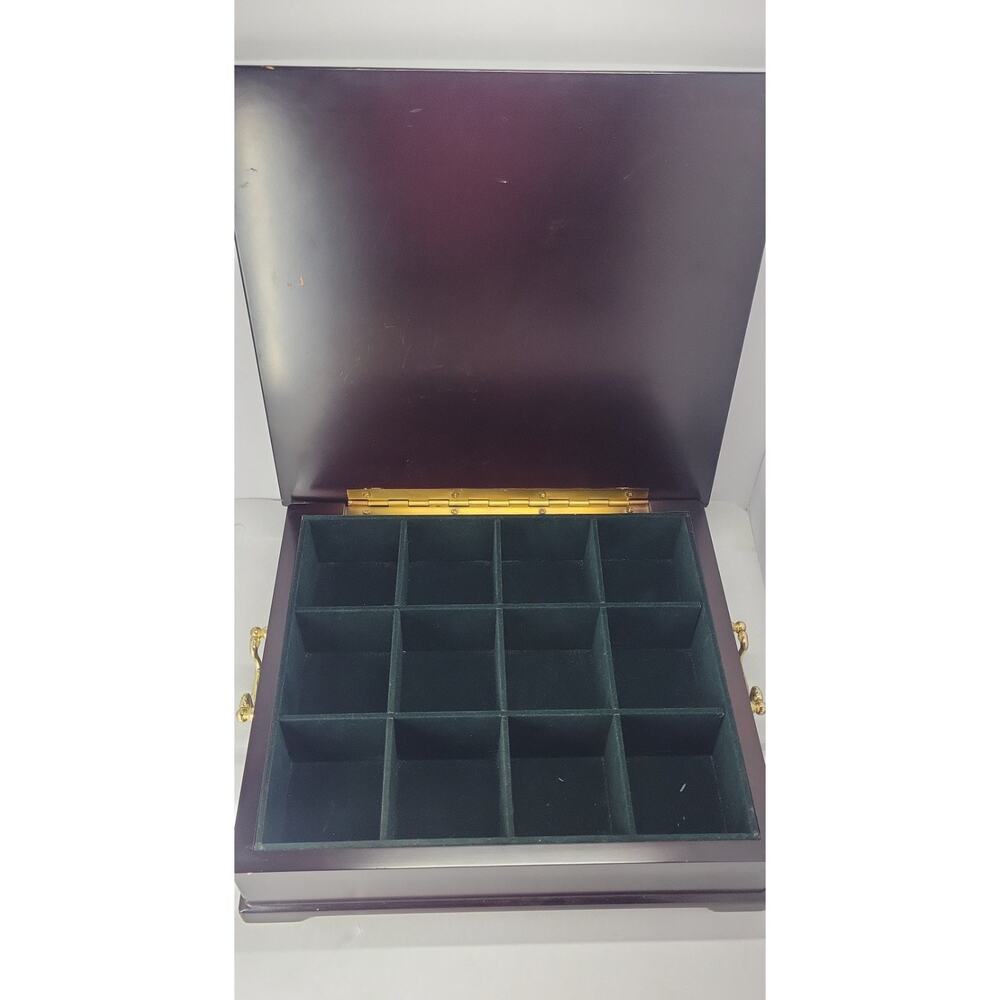 Bombay Company Wooden Tea Chest Box 12 Compartment Velvet Lined Storage 1999 - Picture 4 of 9